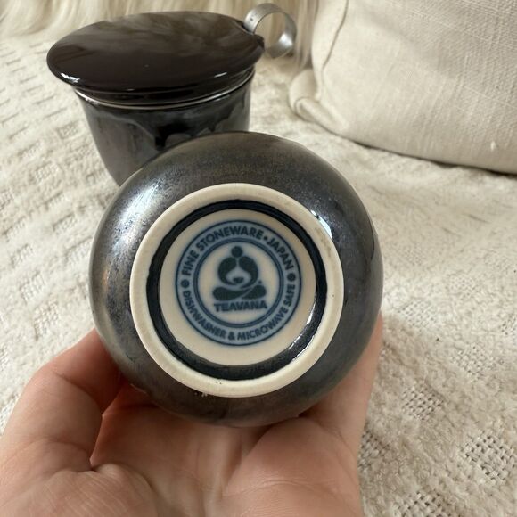 Teavana Japanese Tea Cup Set of 2 Bronze Oil Slick Metallic Ibushi Smoky Japan - Picture 6 of 15